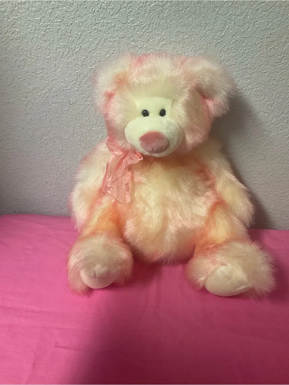 Vintage Russ Bear Plush Pink Cream & Peach (Sherbet) Teddy Bear “Taffie”